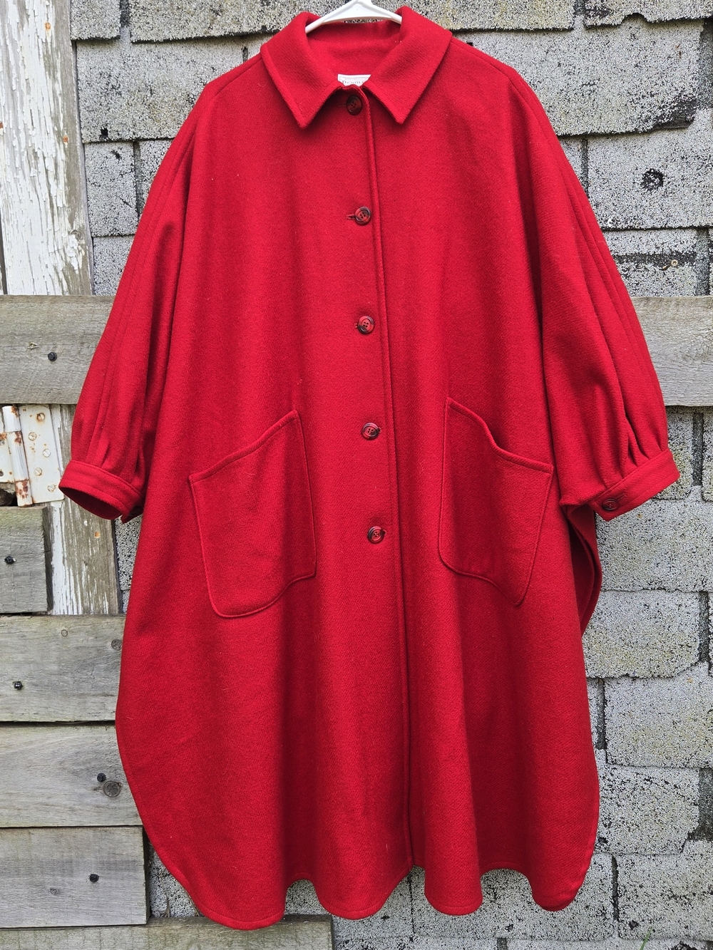 Pendleton Made In USA Red Virgin Wool Poncho Trench Coat Women's Small